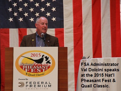 FSA Administrator Val Dolcini speaks at the 2015 National Peasant Fest and Quail Classic in Iowa.
