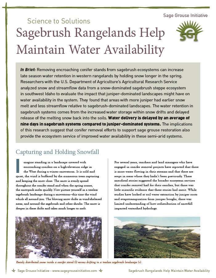 science to solutions - water availability conifer removal