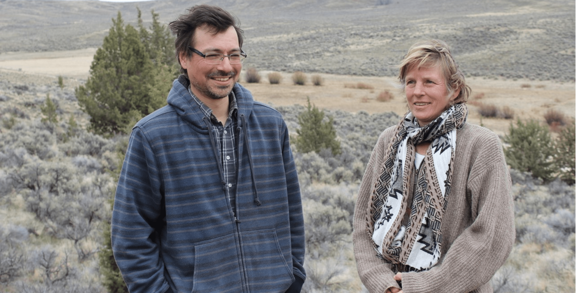 Robin Laakso (right) and Oleg Katsitadze (left) are conservation-minded individuals at the Cornelia B. Ranch in Crook County, Oregon.